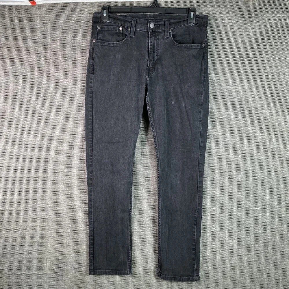Levis 511 Mens Size W34 L32 Black Slim Fit Denim Jeans Original Riveted Label - Picture 1 of 10